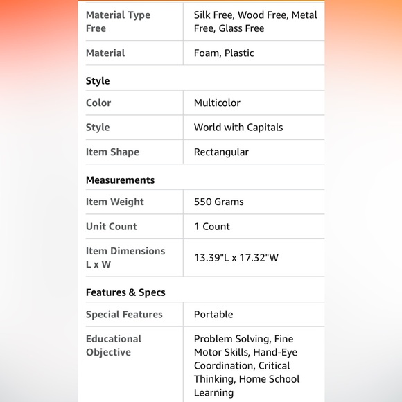 NWT Mapology World Map Puzzle with Countries, Flags and Capitals - Picture 14 of 14